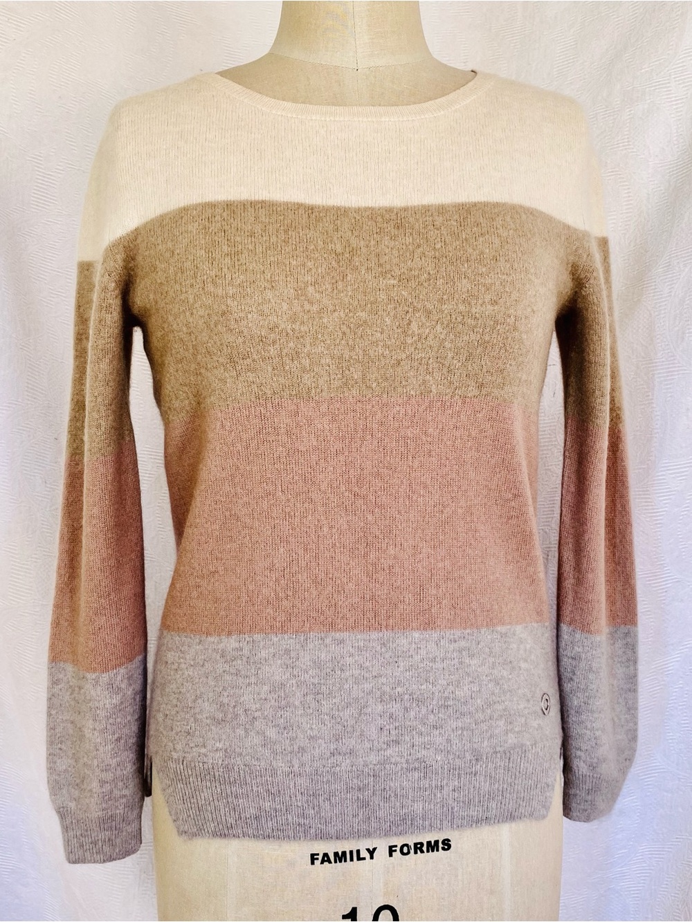 Loro Piana Baby Cashmere Crewneck Sweater in Cream, Taupe, Rose, and Gray